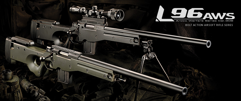 L96 AWS สีเขียว OD จากTokyo Marui ในกล่องมีปืนและแม๊กกาซีน (ไม่รวมกล้องและขายทราย)