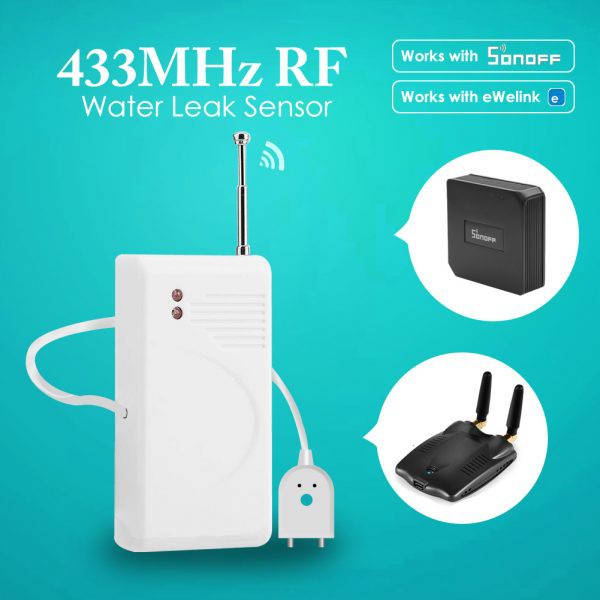 RF 433Mhz + Water Leak Sensor วัดน้ำล้น ครบชุดพร้อมใช้ ของแถม