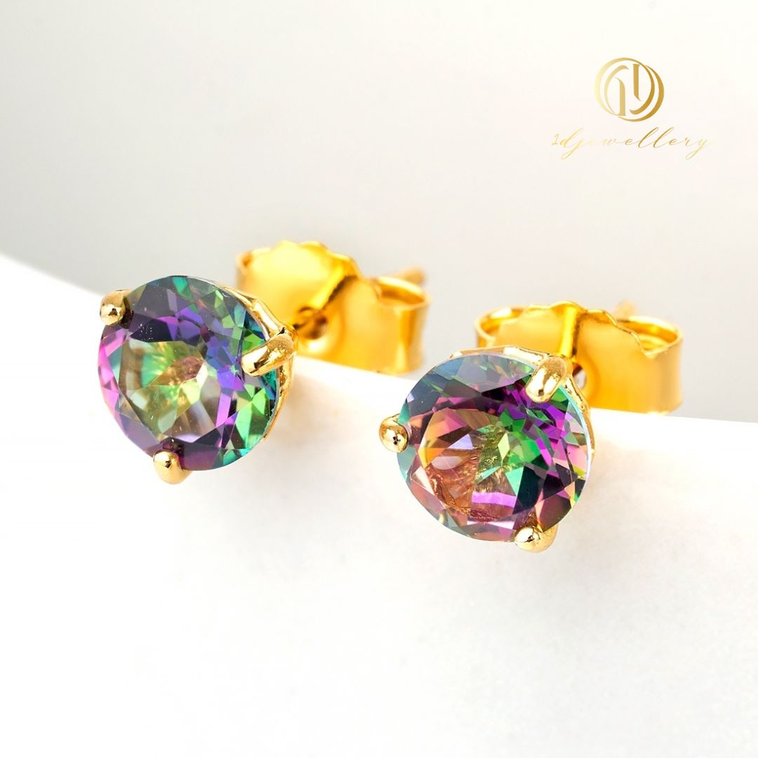 1D Jewellery ต่างหูเงินแท้ 925 ชุบโรเดียม ฝังเพชรสวิส(CZ) ✨ Mystic Topaz ✨ 💎 เสริมพลังด้านความสัมพันธ์และโชคลาภ 🌟 เพิ่มความมีเสน่ห์ให้ลุคคุณทุกวัน"