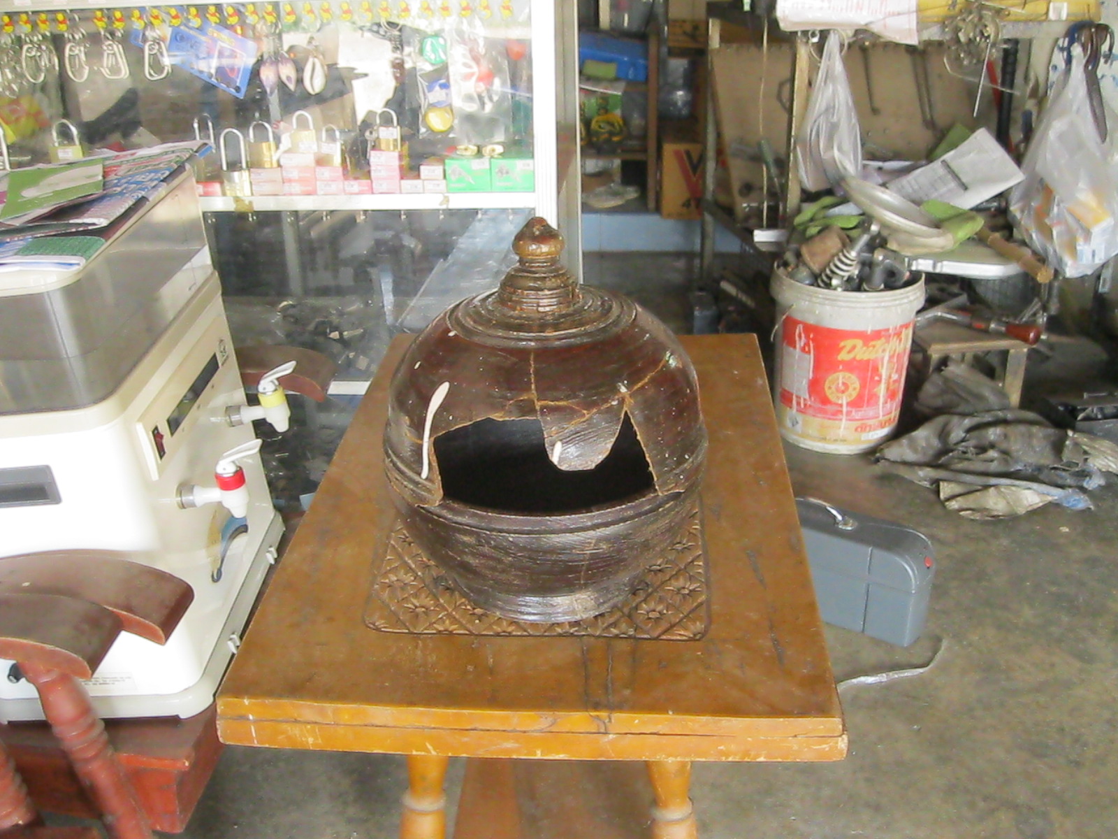 หม้อไม้โบราณ ใส่ของเครื่องใช้ (4530)