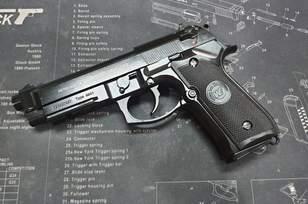 (มือ2) ปืนสั้น M9A1 Full Auto สีดำ มีมาร์คกิ้ง งานใต้หวัน (WE) สภาพสวยมาก