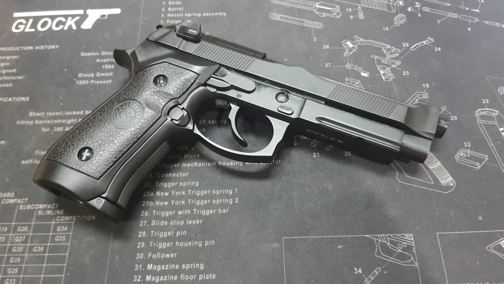 มือ 2 ปืนสั้นแก๊สโบลว์แบล็ค รุ่น M92 DB736 จาก Double Bell รายละเอียดด้านล่าง