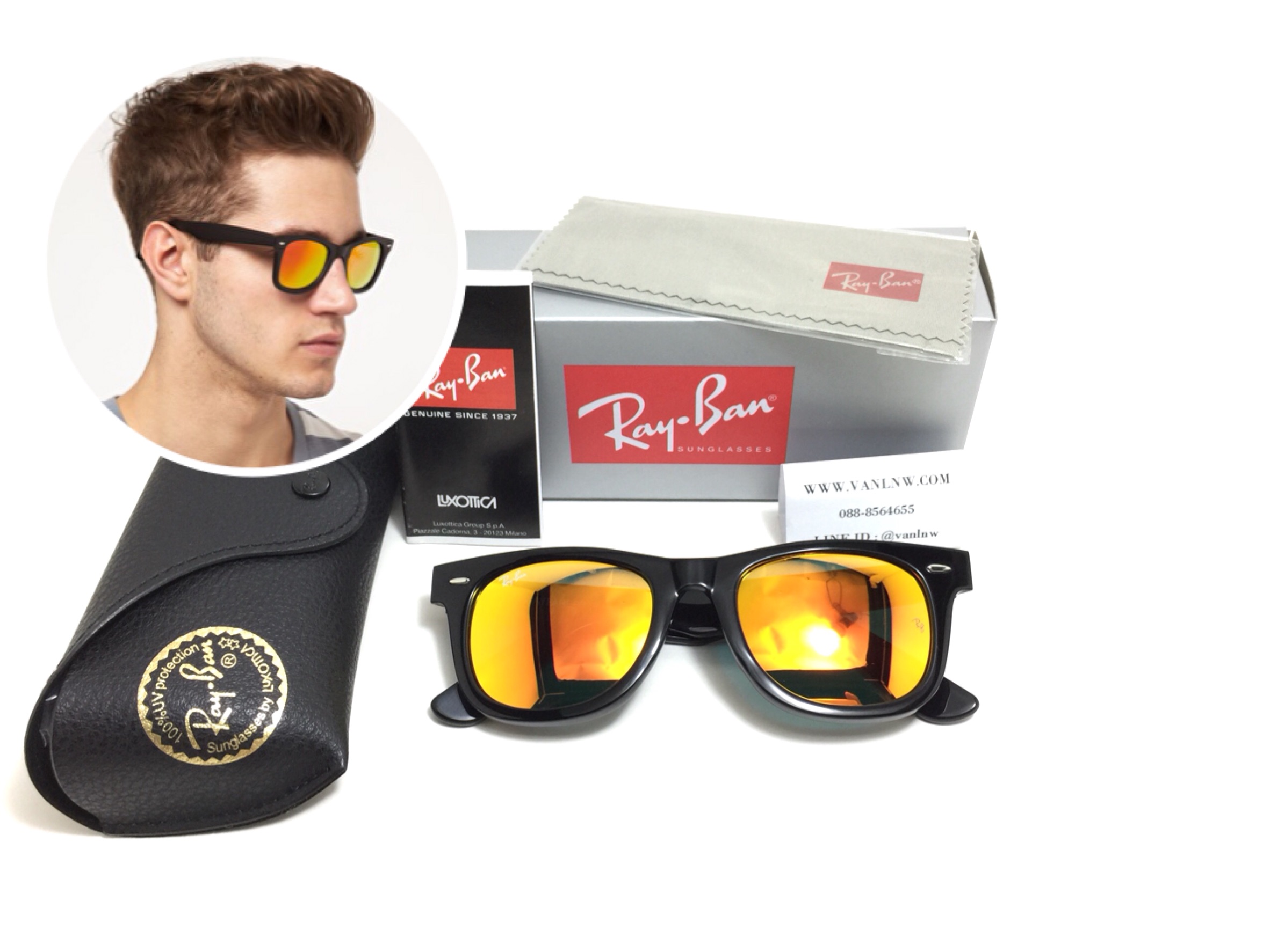 แว่นกันแดด Rayban RB2140 Wayfarer 901/69 50-22 3N <ปรอทส้ม>