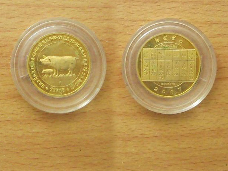เหรียญหมูเหรียญวันหยุดวันอาทิตย์ปี2550 (3243)