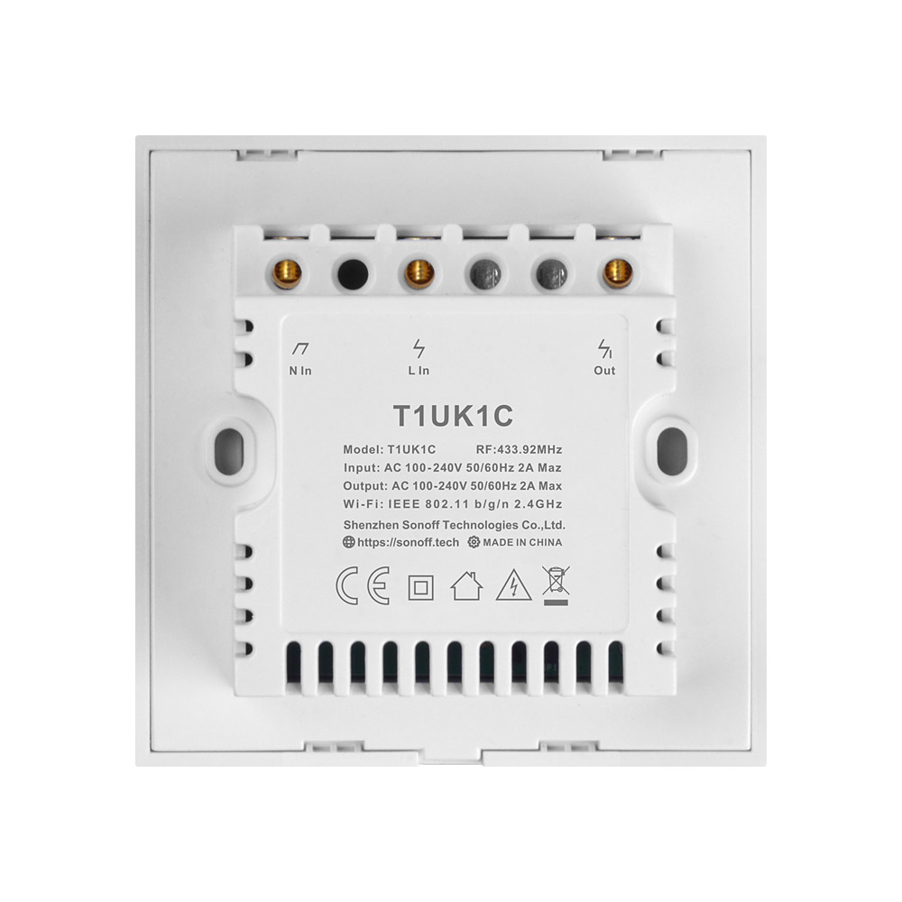 Sonoff T2UK 1 Gang (WiFi + RF 433 Mhz) White Touch Switch ( 1 Year Warranty )