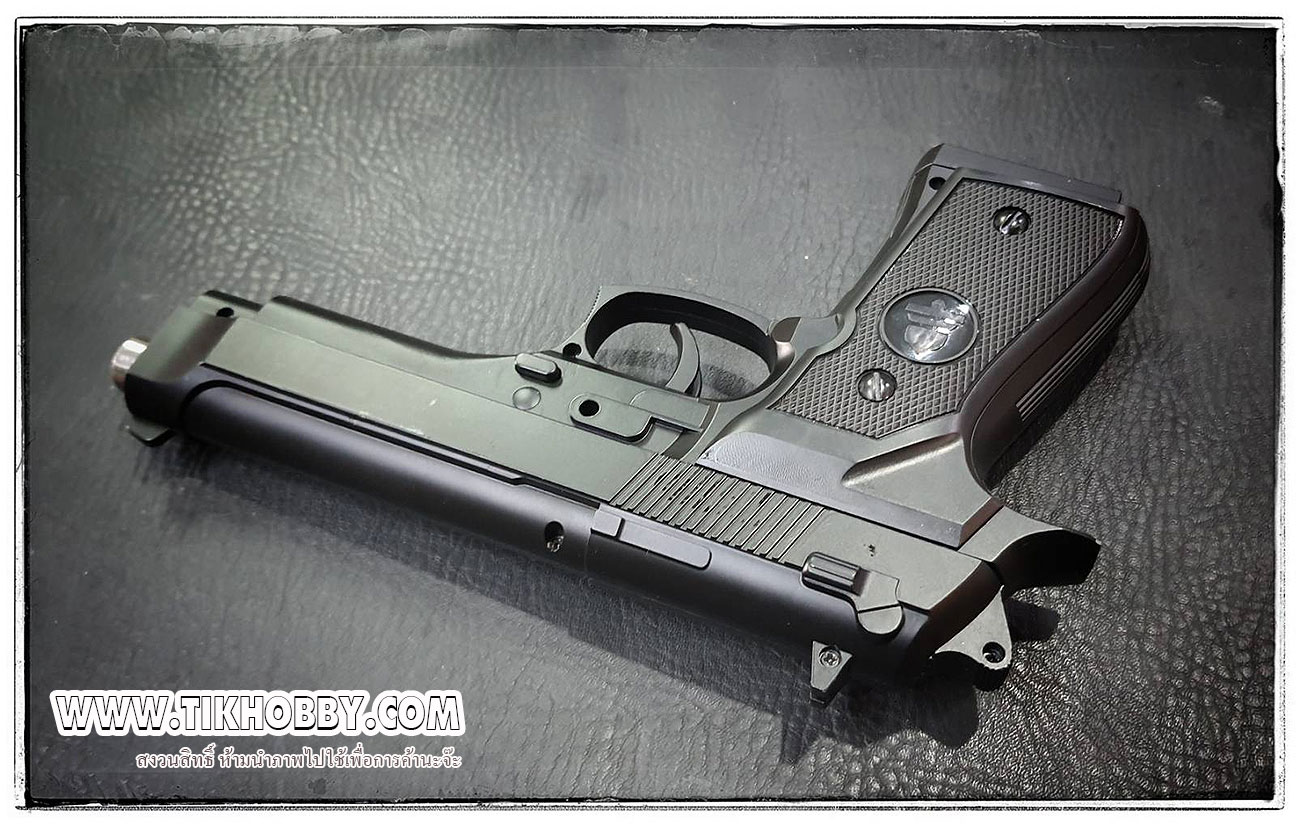 ปืนอัดลมแบบชักยิงทีล่ะนัด M92 (Bell602) ตัวนี้มียิงลายตรงสไลด์ปืน