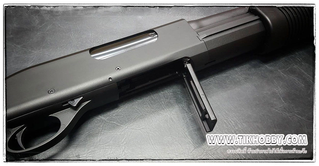 ปืนลูกซองชักสปริง CM350 ลำกล้องสั้น สีดำ รุ่นประหยัด แถมปลอก1นัด