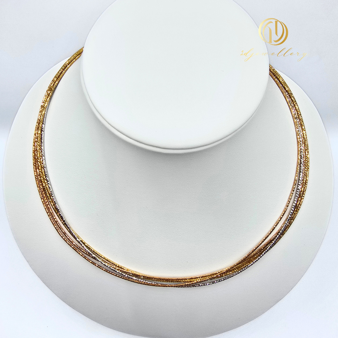 1D Jewellery สร้อยคอเงินแท้ 925 ชุบโรเดียม 3 กษัตริย์ (เงิน ทอง นาค) 5 เส้น 16 นิ้ว
