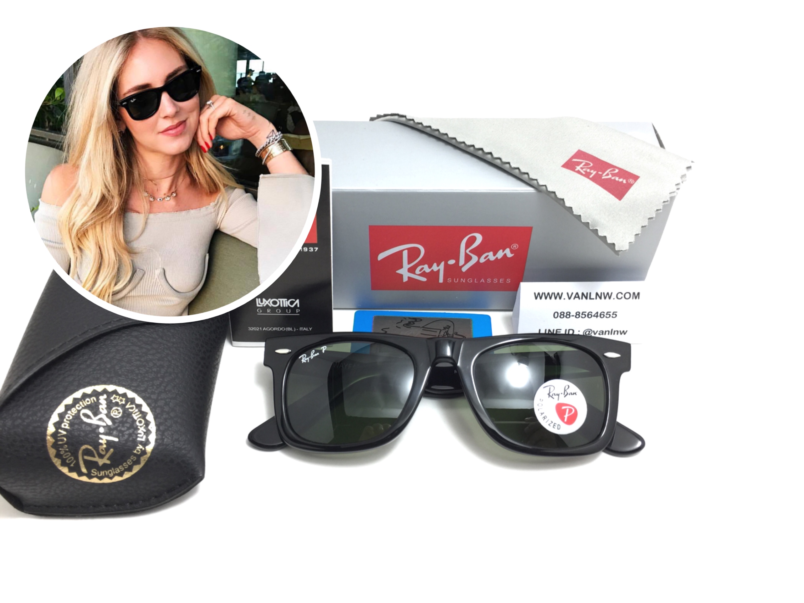 แว่นกันแดด Rayban RB2140 Wayfarer 901/58 3P <โพลาไรซ์>