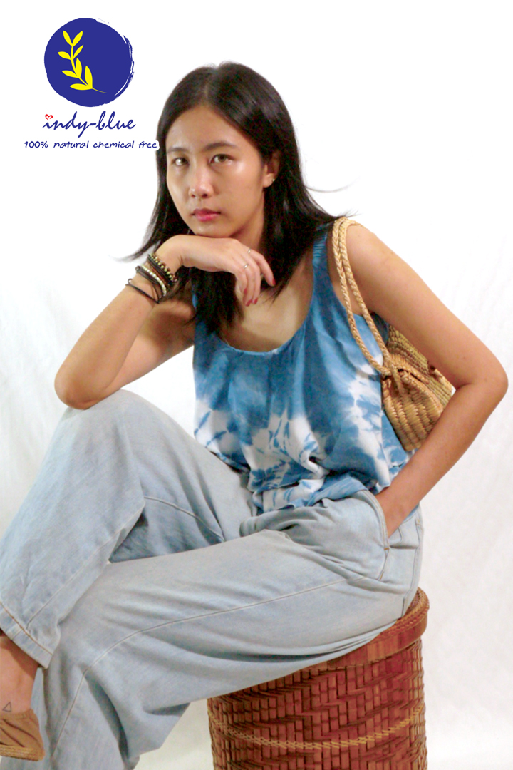 เสื้อระบายสองชั้นผู้ใหญ่ มัดย้อมสีธรรมชาติ สวมใส่สบาย