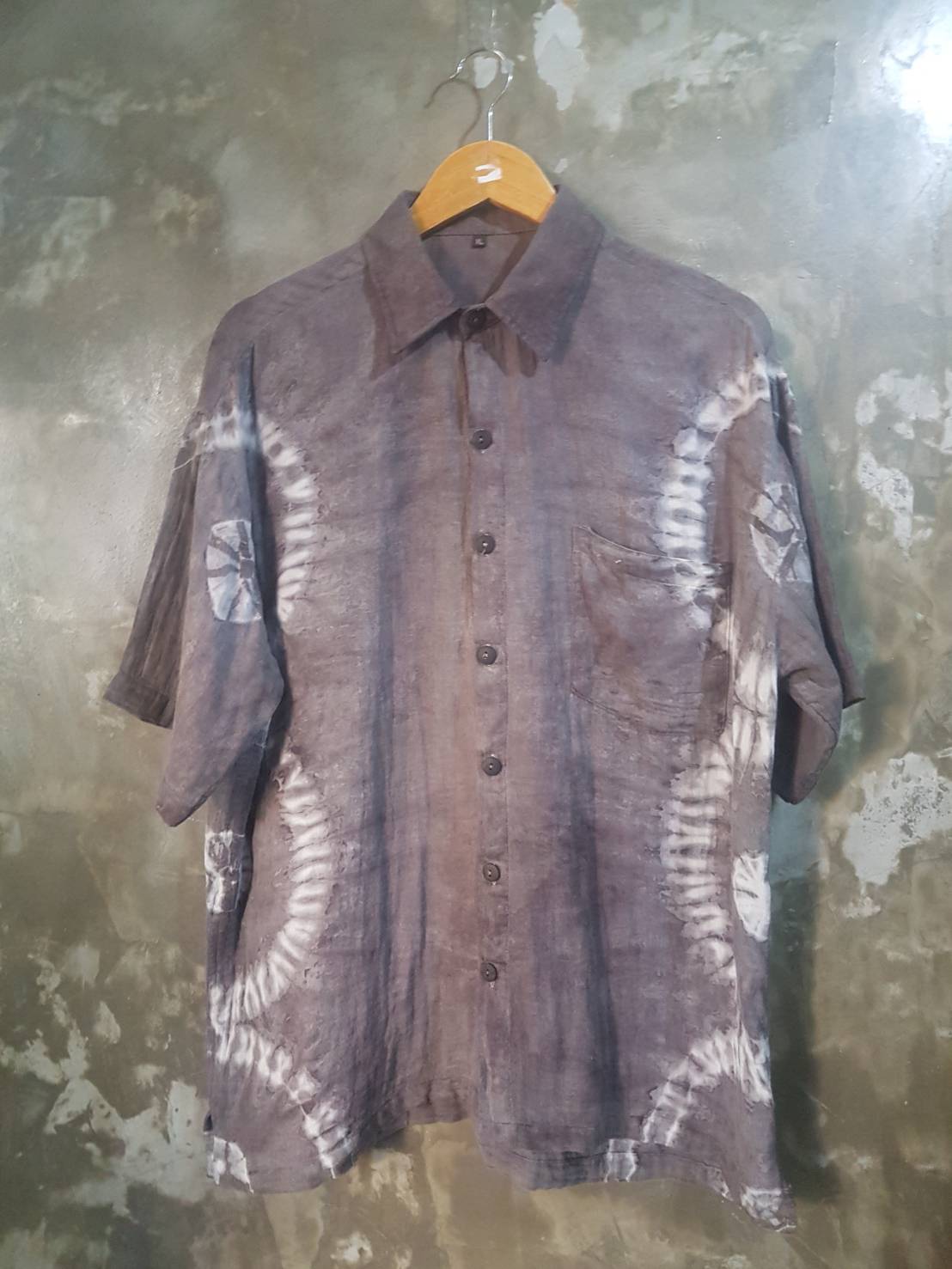 เสื้อเชิ้ตมัดย้อมผ้าสาลูธรรมชาติ ใส่สบาย ระบายอากาศดี