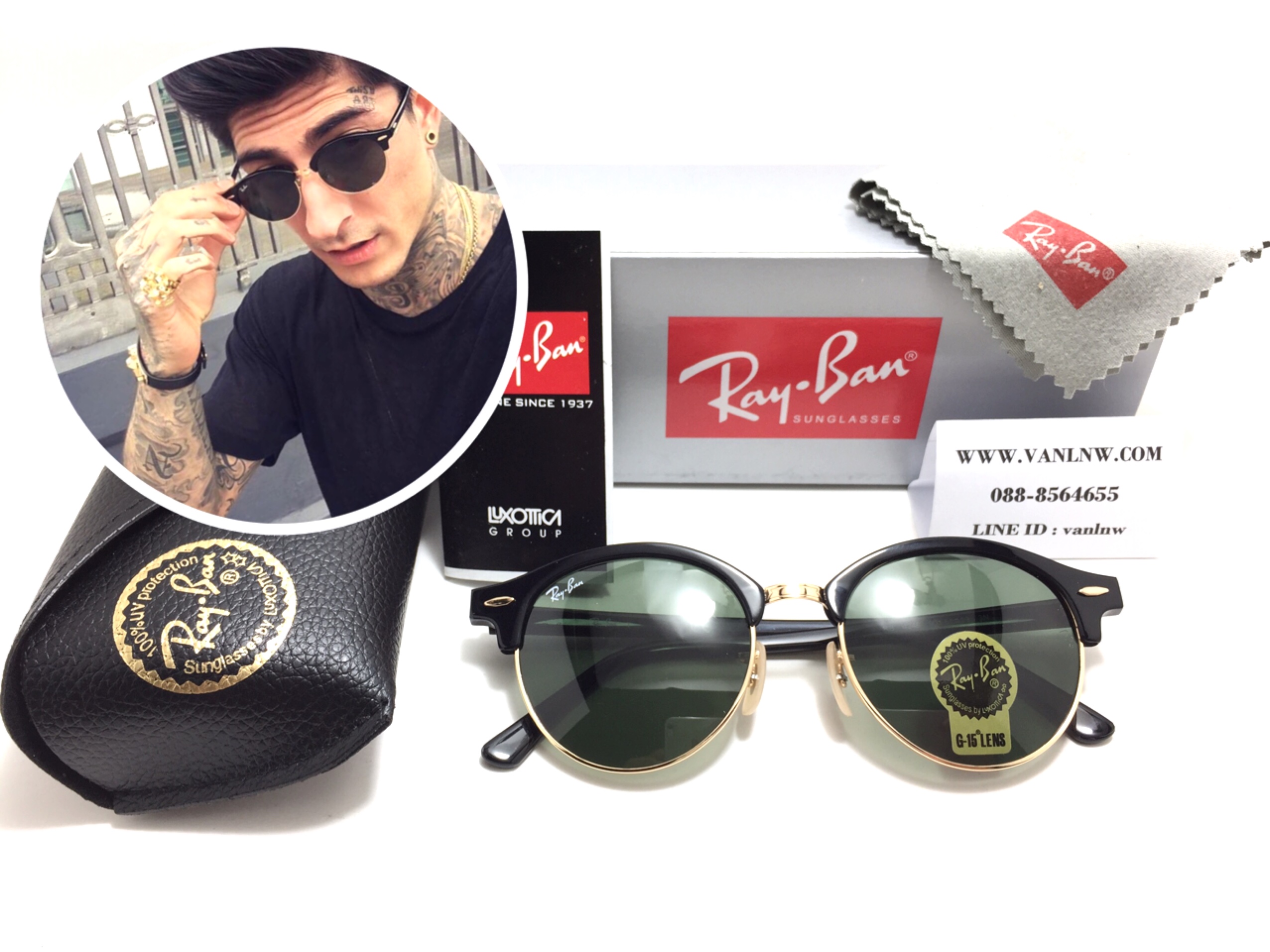 แว่นกันแดด Rayban RB4246 Clubround 901 51-19 3N <ดำ>