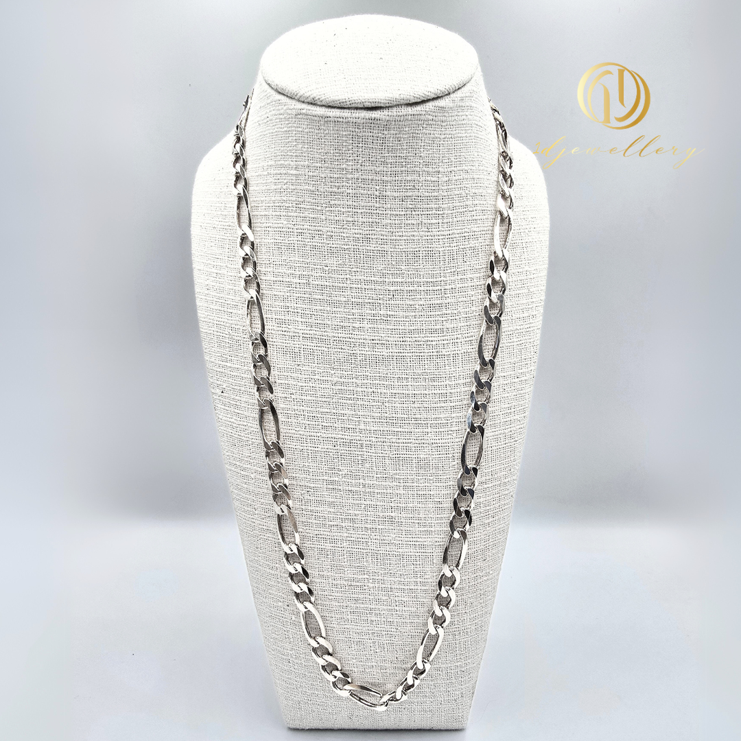 1D Jewellery สร้อยคอเงินแท้ 925 ชุบโรเดียม ทรงคลาสสิก 8mm. 9.5"