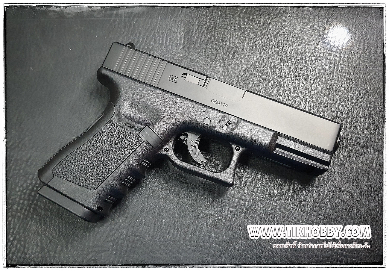 ปืนอัดลม (ปืนระบบแก๊ส Co2) รุ่น Glock19 ไม่โบลว์แบล็ค ปรับความแรง Classic Gun