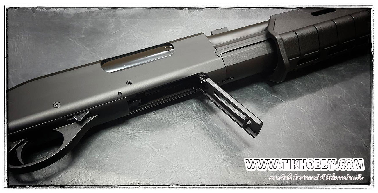 ปืนลูกซองชักสปริง CM355L ลำกล้องยาว สีดำ รุ่นประหยัด แถมปลอก1นัด