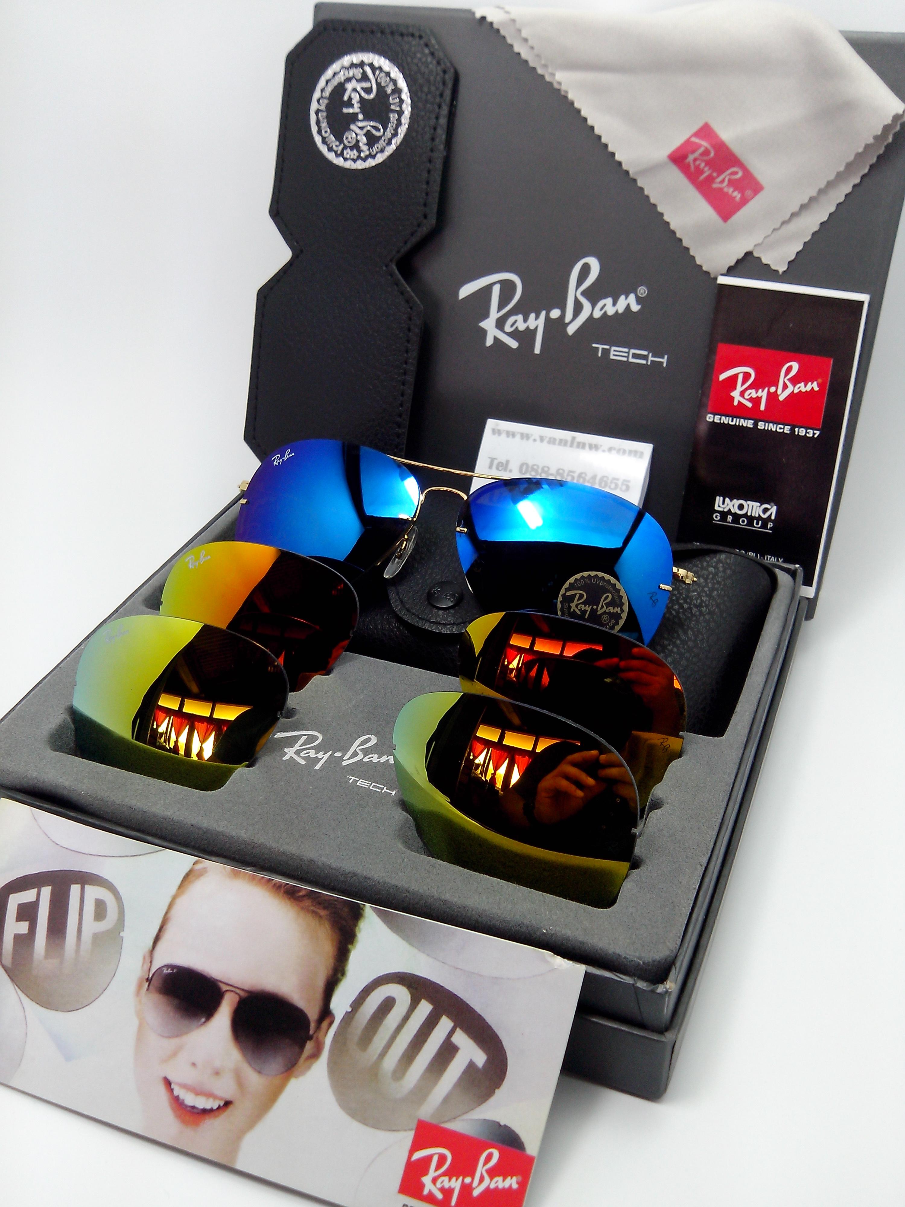 แว่นกันแดด Rayban RB3460 Flip Out Aviator 001/71 K 59-13 3N <ปรอท>