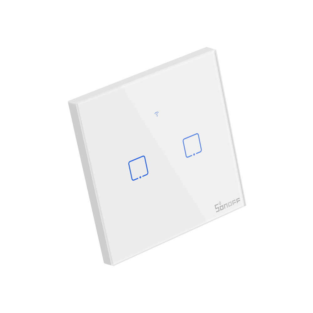 Sonoff T2UK 2 Gang (WiFi + RF 433 Mhz) White Touch Switch ( 1 Year Warranty )