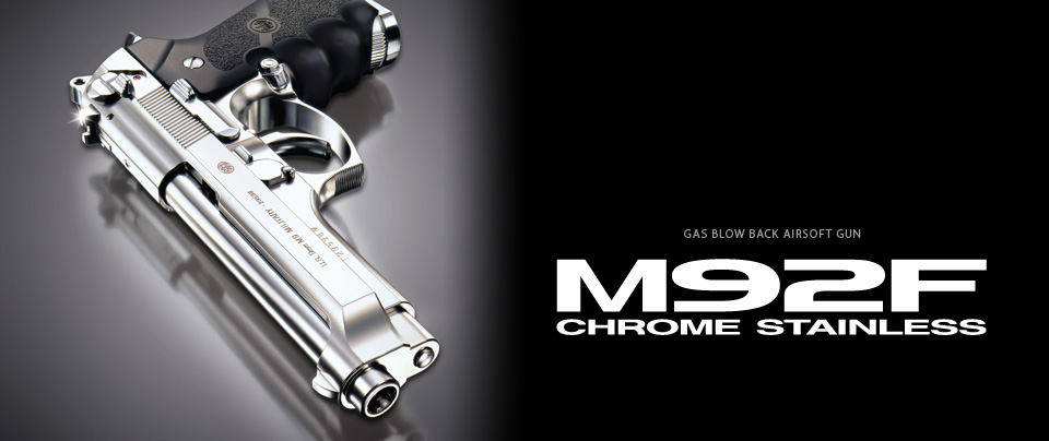 M92F Chrome stainless สีสแตนเลส จากญี่ปุ่นแท้ Tokyo Marui ระบบเซมิ สไลด์พลาสติก