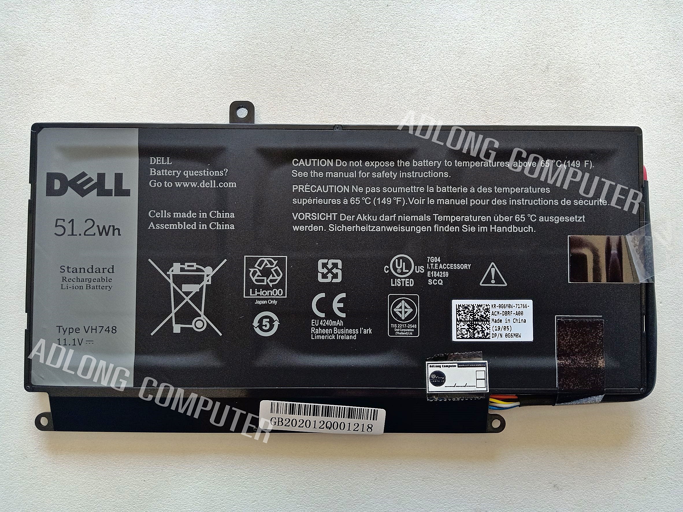 แบตเตอรี่โน๊ตบุ๊ค ของแท้ Dell Vosto 5480