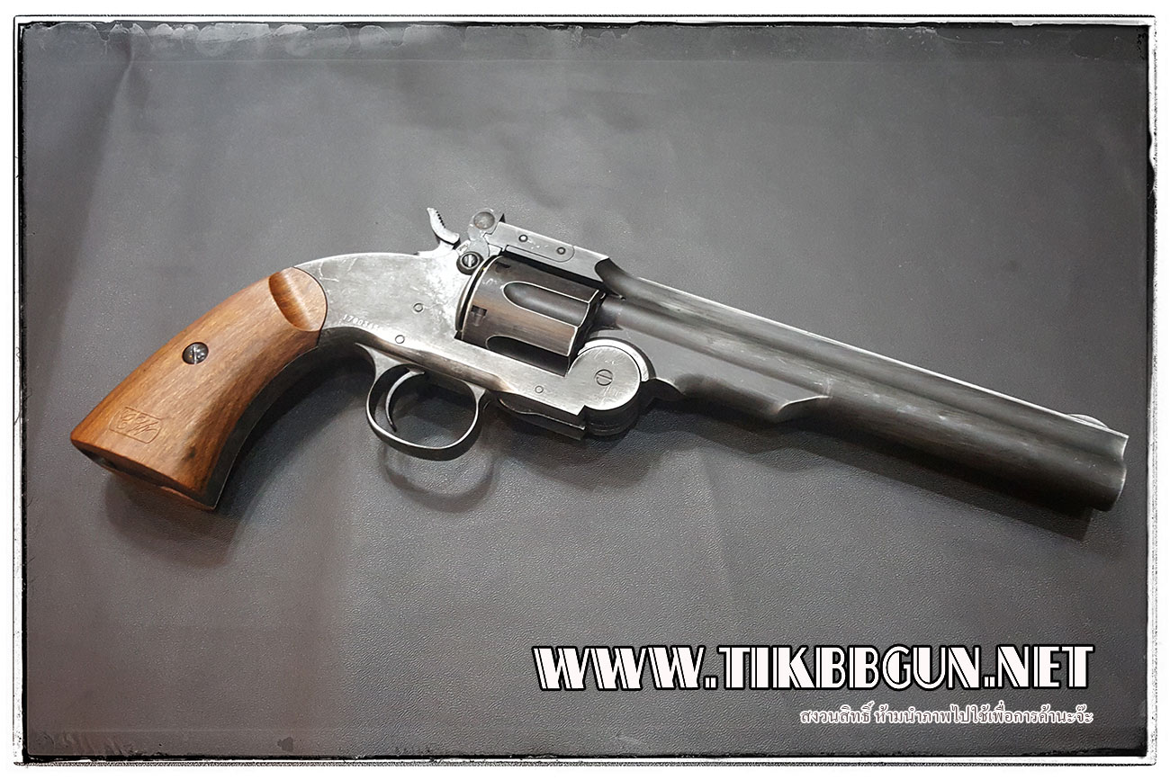 ปืนลูกโม่ คาวบอย Major3 1877 สีดำ ปัดสีเก่า ระบบ Co2
