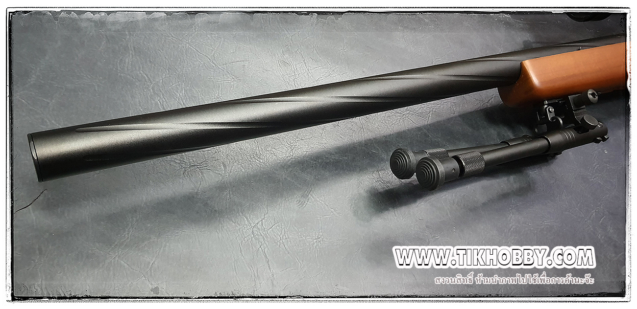 ปืนอัดลมเบาแบบชักยิงทีล่ะนัด รุ่น MB03 พานท้ายไม้แท้ลำกล้องสีดำบิดเกลียว ครบชุด Up gade จาก WELL