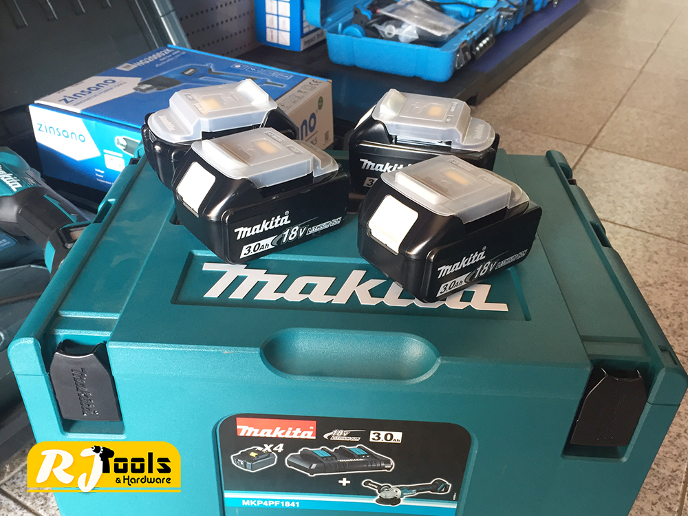 เจียร์แบตเตอรี่ Makita (เจียร์ไร้สาย + แบต 4 ก้อน + แท่นชาร์จ แบบพิเศษ)