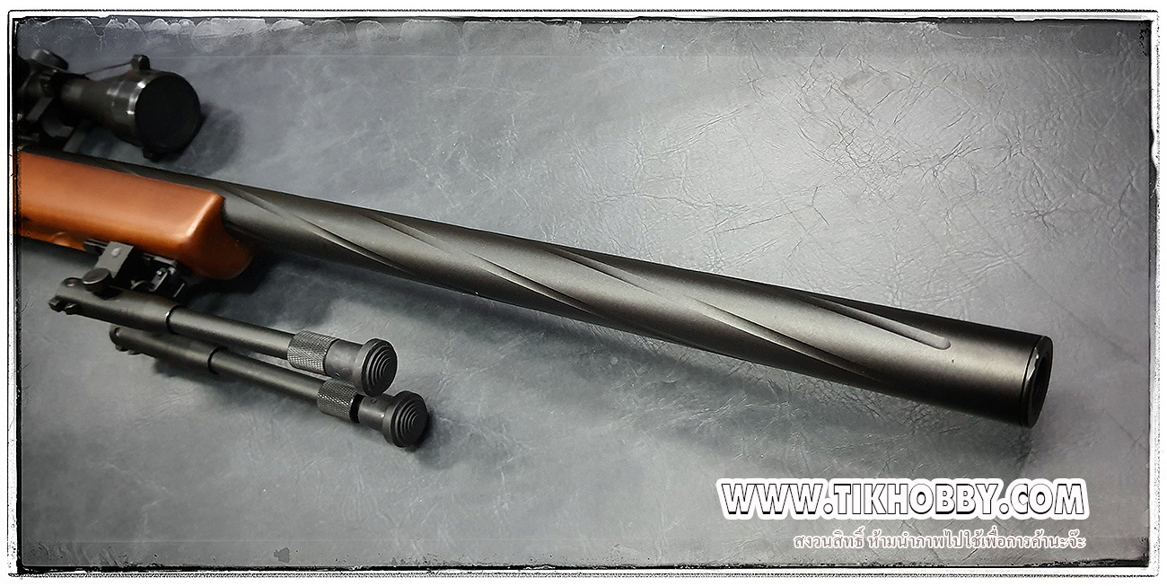 ปืนอัดลมเบาแบบชักยิงทีล่ะนัด รุ่น MB03 พานท้ายไม้แท้ลำกล้องสีดำบิดเกลียว ครบชุด Up gade จาก WELL