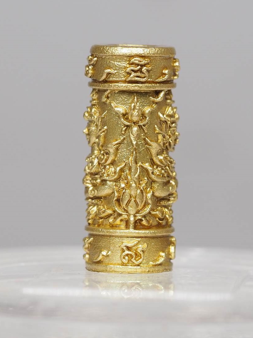 ตะกรุดท้าวเวสสุวรรณทวิพัตร์(หน้าเทวดา และ หน้ายักษ์) รุ่นเศรษฐีบูชาครู เนื้อทองชนวนพ่นทราย