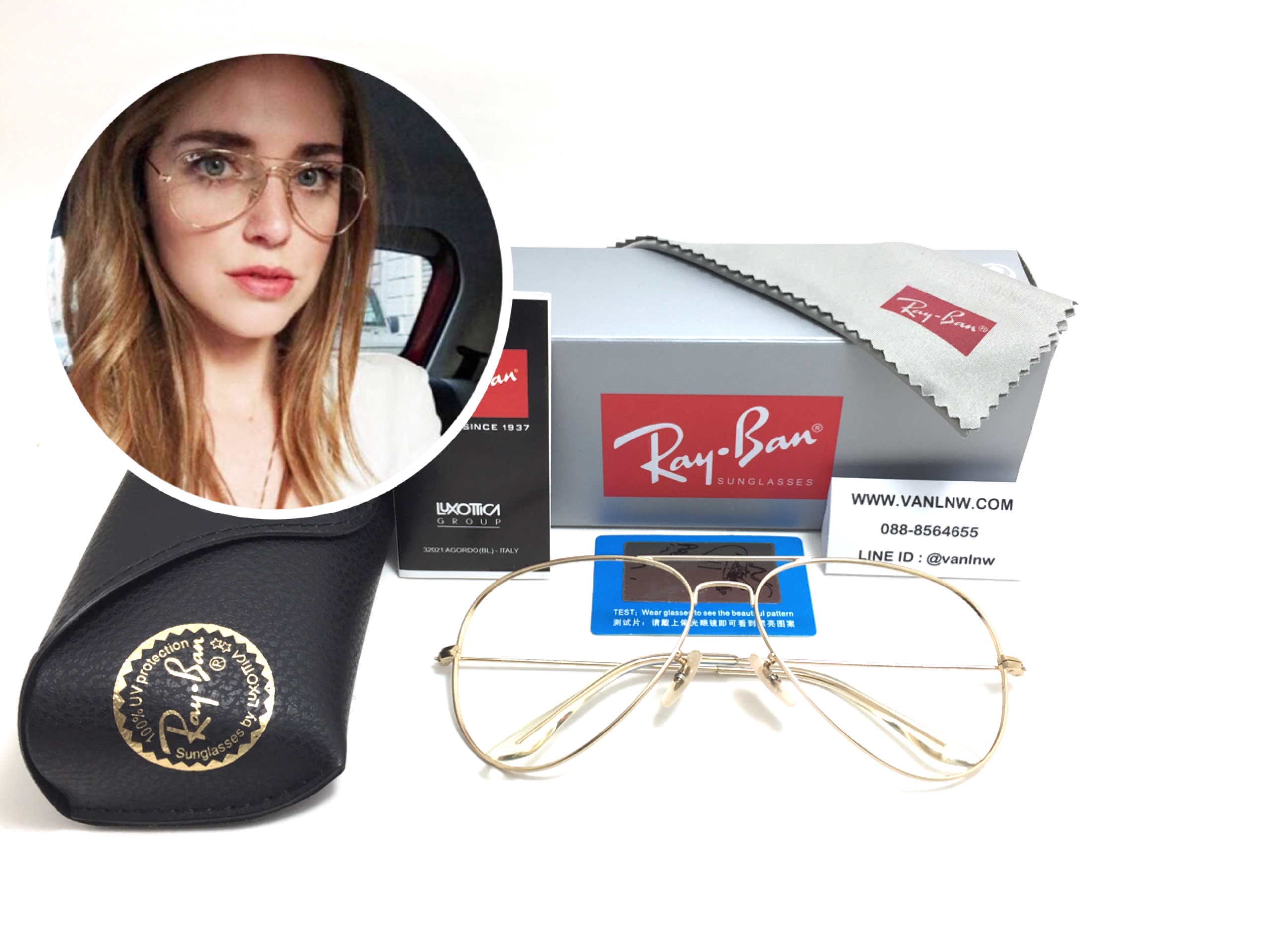 แว่นสายตา Rayban RB3025 AVIATOR LARGE METAL <ทอง>