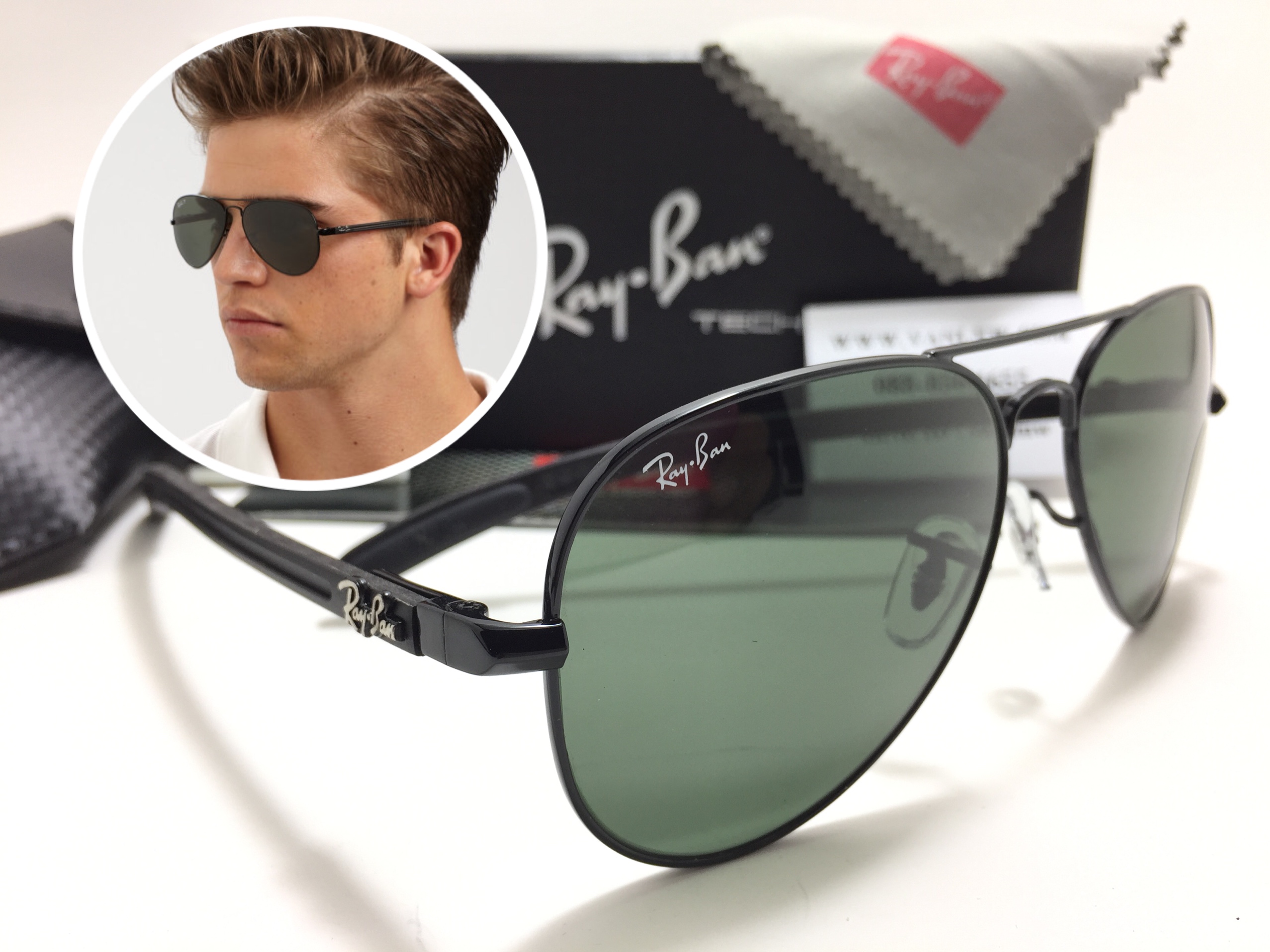 แว่นกันแดด Rayban RB8307 Tech Aviator Carbon Fibre 002 58-14 3N <ดำ>