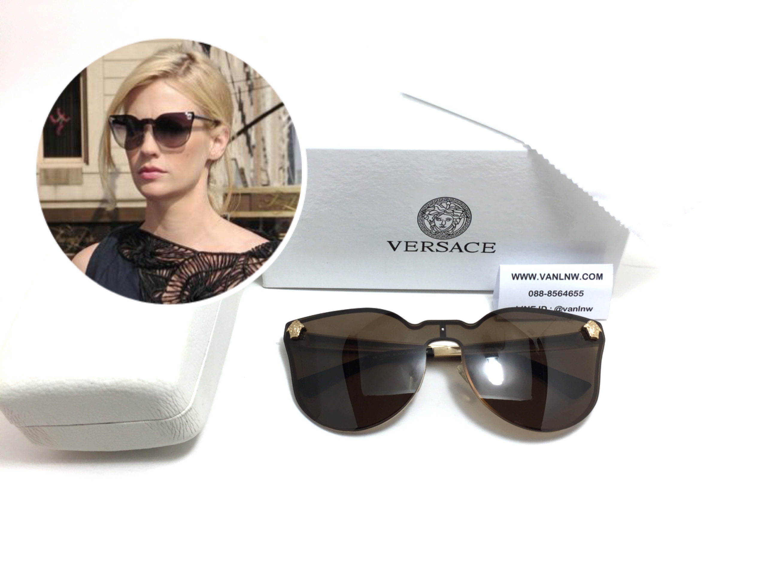 แว่นกันแดด Versace JJ Cateye VE 2120/S BLACK 87GA/GREY <ชา>