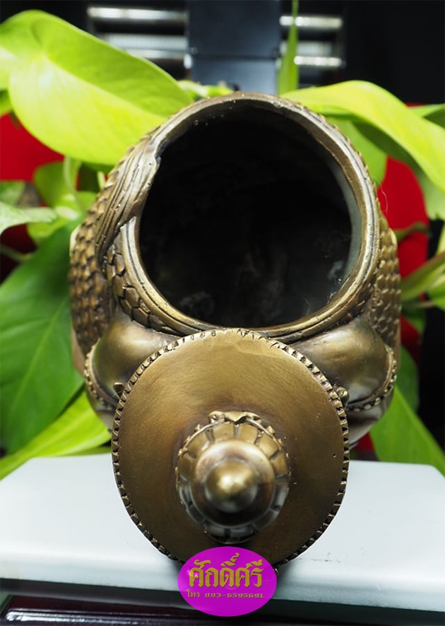กระถางธูปพระราหู รุ่น เศรษฐีอุดมทรัพย์ เนื้อโลหะรมมันปู