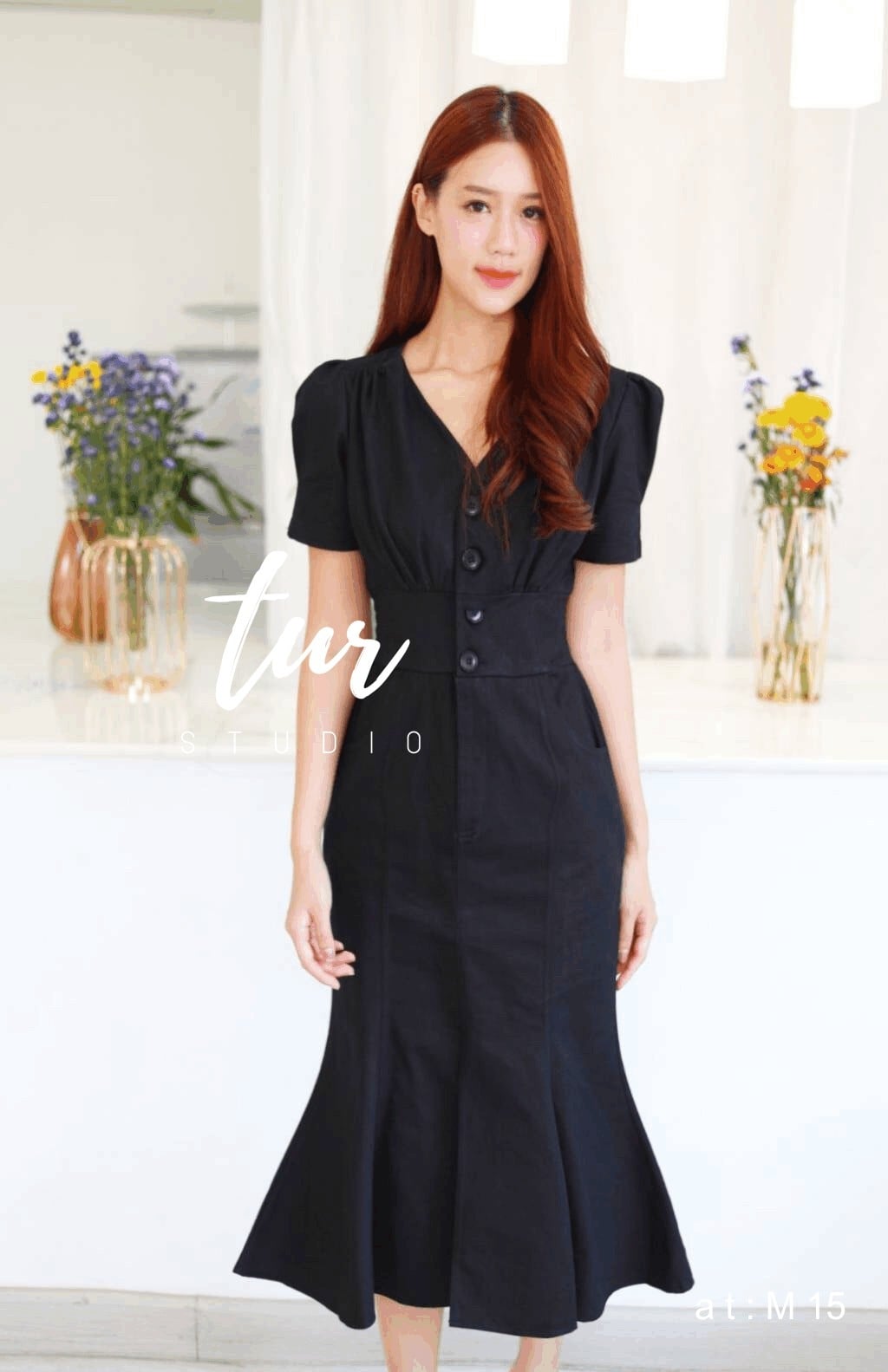 ชุดเดรสสีดำ เดรสทรงหางปลาใครใส่คือหุ่นดี s-xl