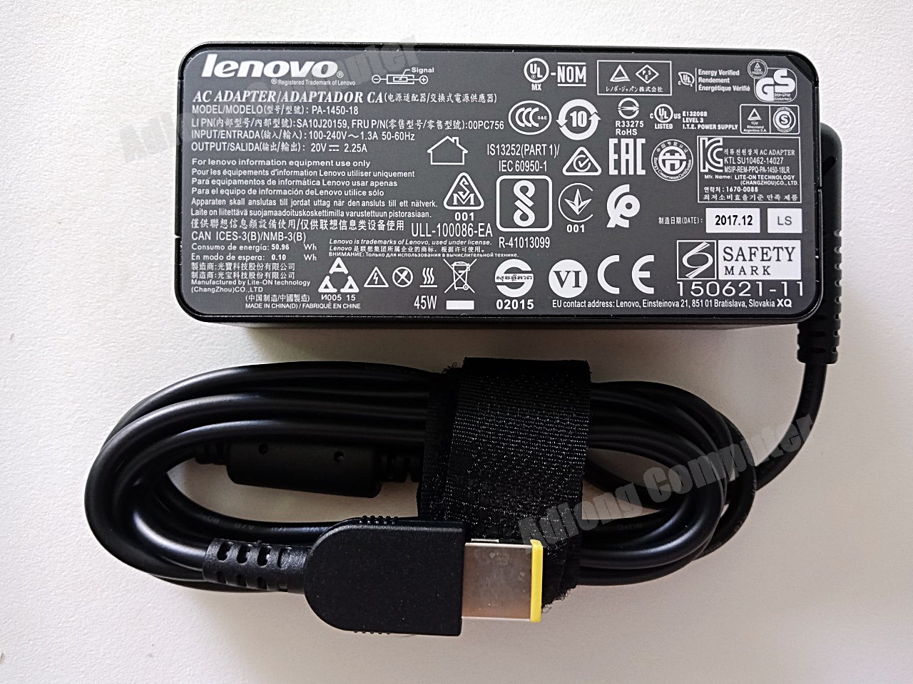 สายชาจ Lenovo 20v 2.25a 45W หัว USB