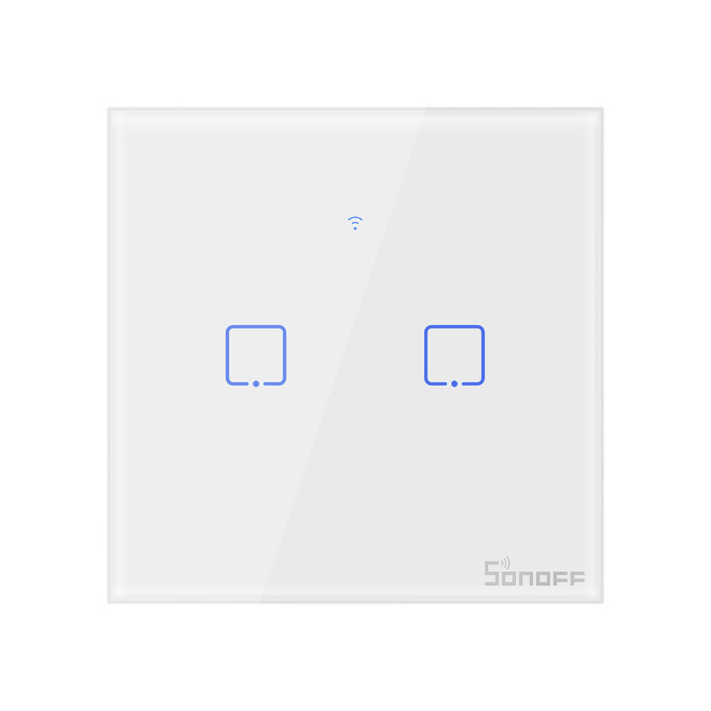 Sonoff T2UK 2 Gang (WiFi + RF 433 Mhz) White Touch Switch ( 1 Year Warranty )