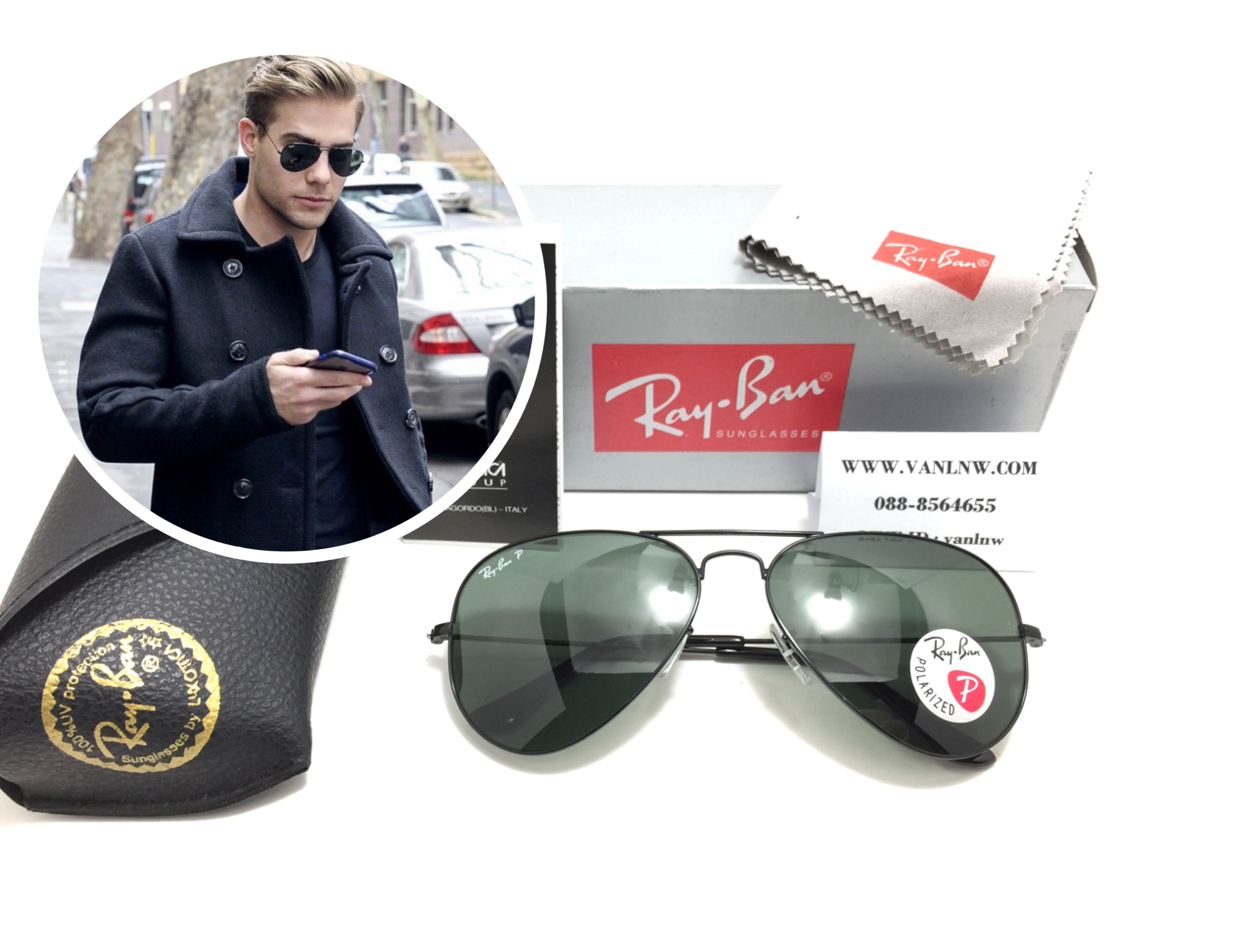 แว่นกันแดด Rayban RB 3025 AVIATOR LARGE METAL 002/58 58-14 3P (โพราไรซ์)