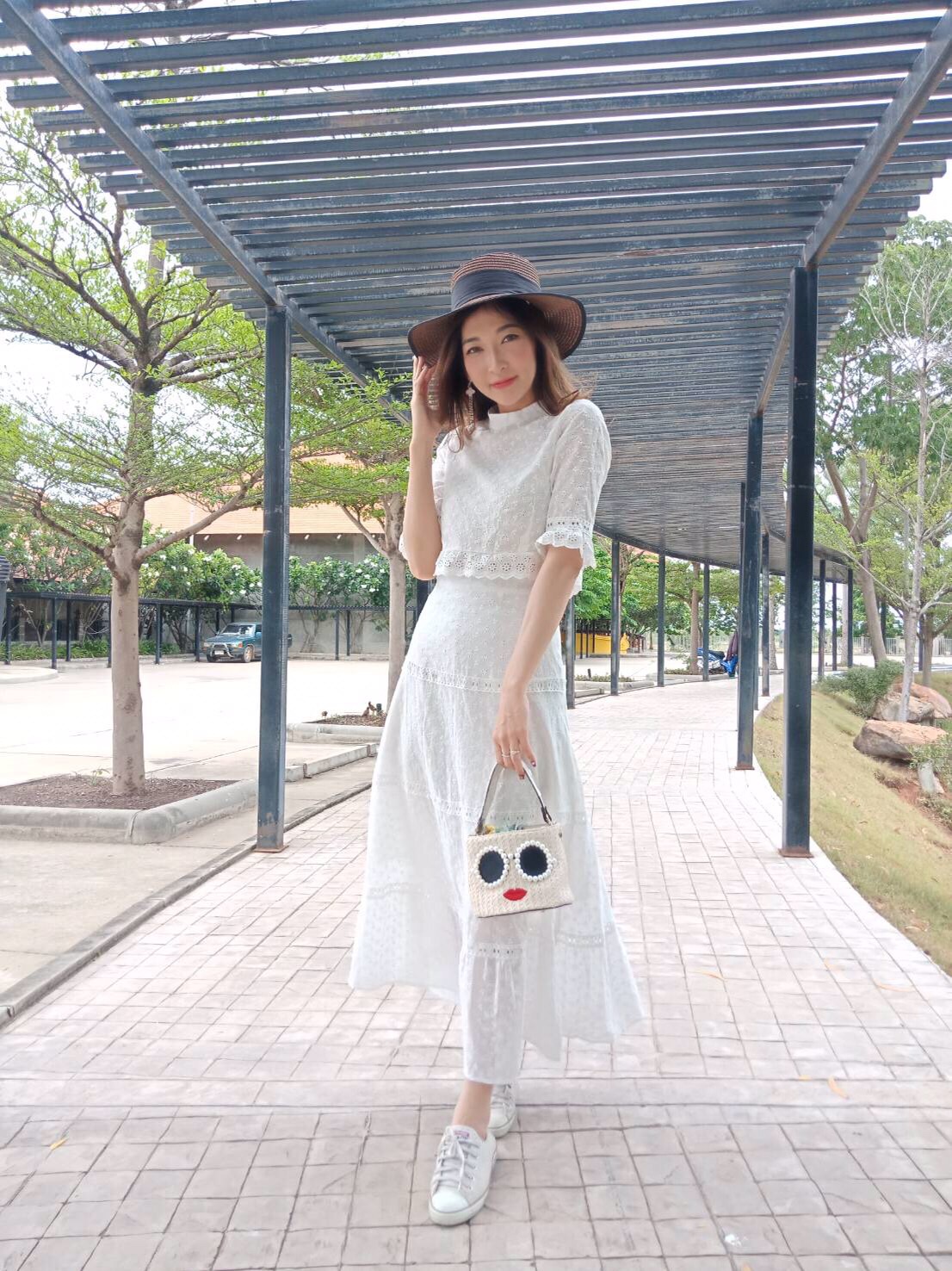 ชุดสีขาว Maxi Dress ชุดset 2 ชิ้น m-xl