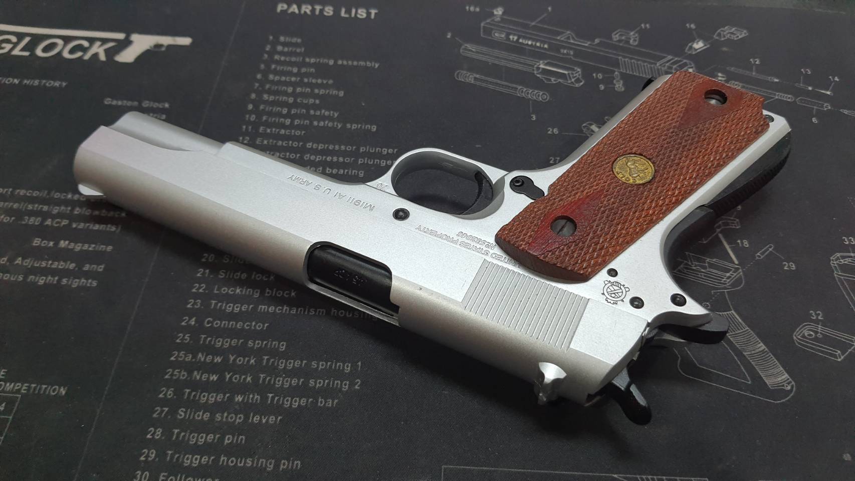 (มือ2) ปืนสั้น 1911 Silver มีมาร์คกิ้ง รุ่นR31 งานArmy สภาพสวย