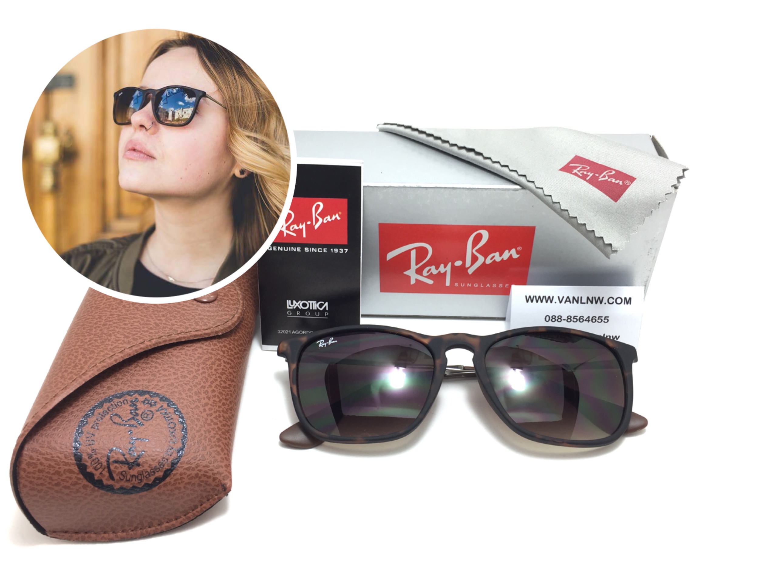 แว่นกันแดด Rayban RB4187 Chirs 856/13 54-18 3N <กระ>