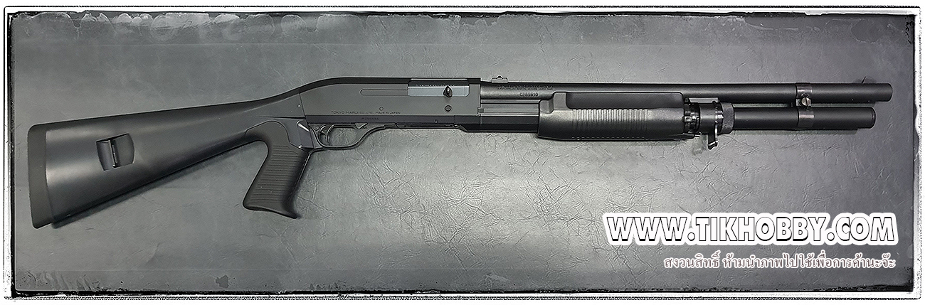 ปืนลูกซอง ปืนอัดลมชักสปริง M3 Super90 Pump Action Shotgun ลำกล้องยาว สีดำ งาน Tokyo Marui