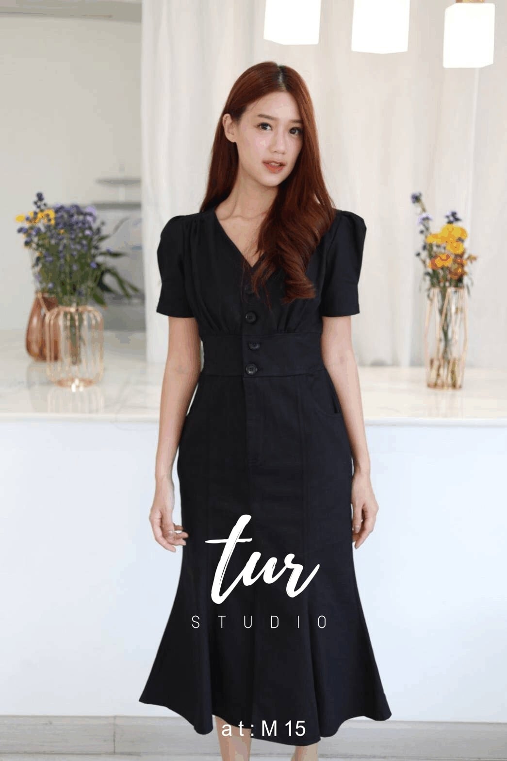 ชุดเดรสสีดำ เดรสทรงหางปลาใครใส่คือหุ่นดี s-xl
