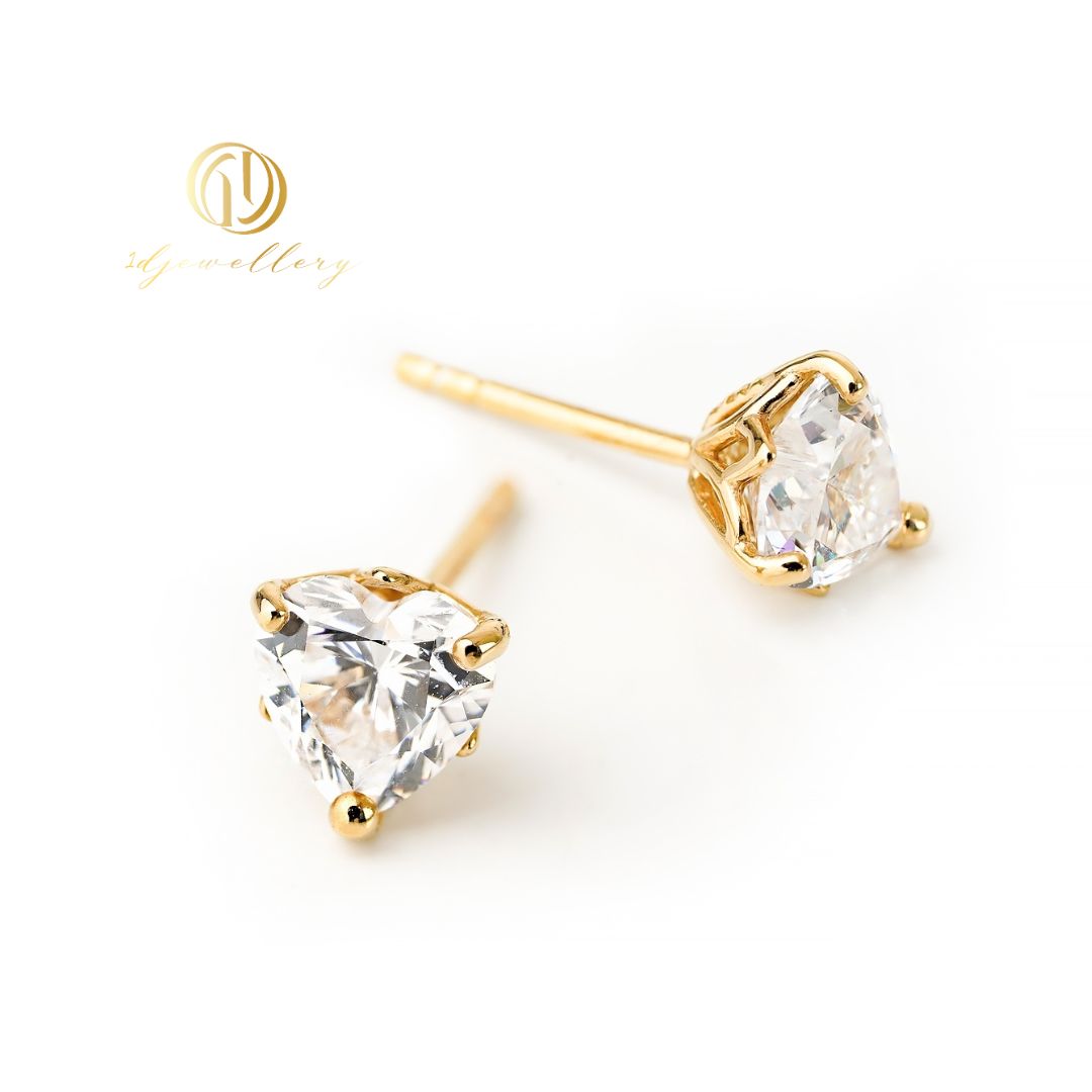 1D Jewellery ต่างหูเงินแท้ 925 ชุบโรเดียม ฝังเพชรสวิส(CZ) 🤍 Petite Heart Stud Earrings 🤍 ต่างหูทรงหัวใจ ต่างหูคู่ ต่างหูคลาสสิก