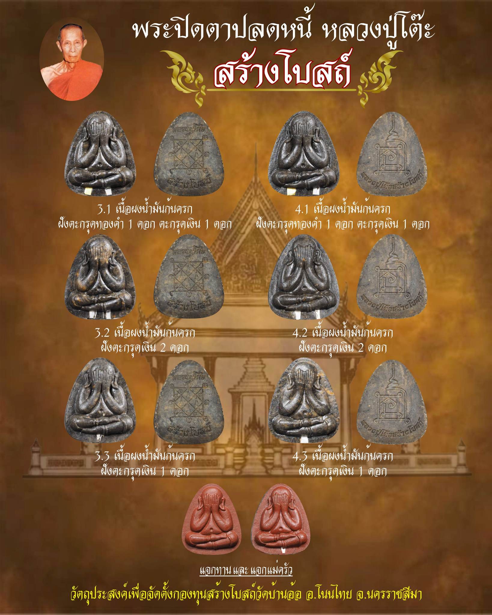 เปิดจอง พระปิดตาปลดหนี้เนื้อน้ำมัน หลวงปู่โต๊ะ รุ่นสร้างโบสถ์วัดบ้านอ้อ ต.กำปัง อ.โนนไทย จ.นครราชสีมา