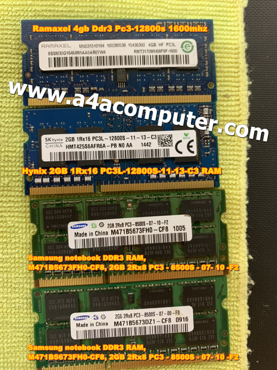 แรมโน๊ตบุ้ค Ramaxel 4gb Ddr3 Pc3-12800s 1600mhz มือสอง