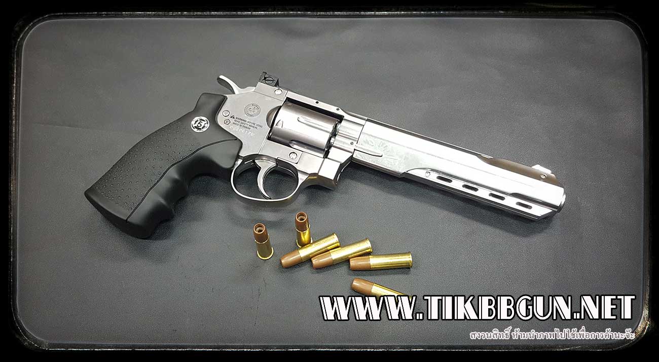 ปืนลูกโม่ ระบบแก๊ส Co2 Wingun708 Silver ขนาด 6 นิ้ว