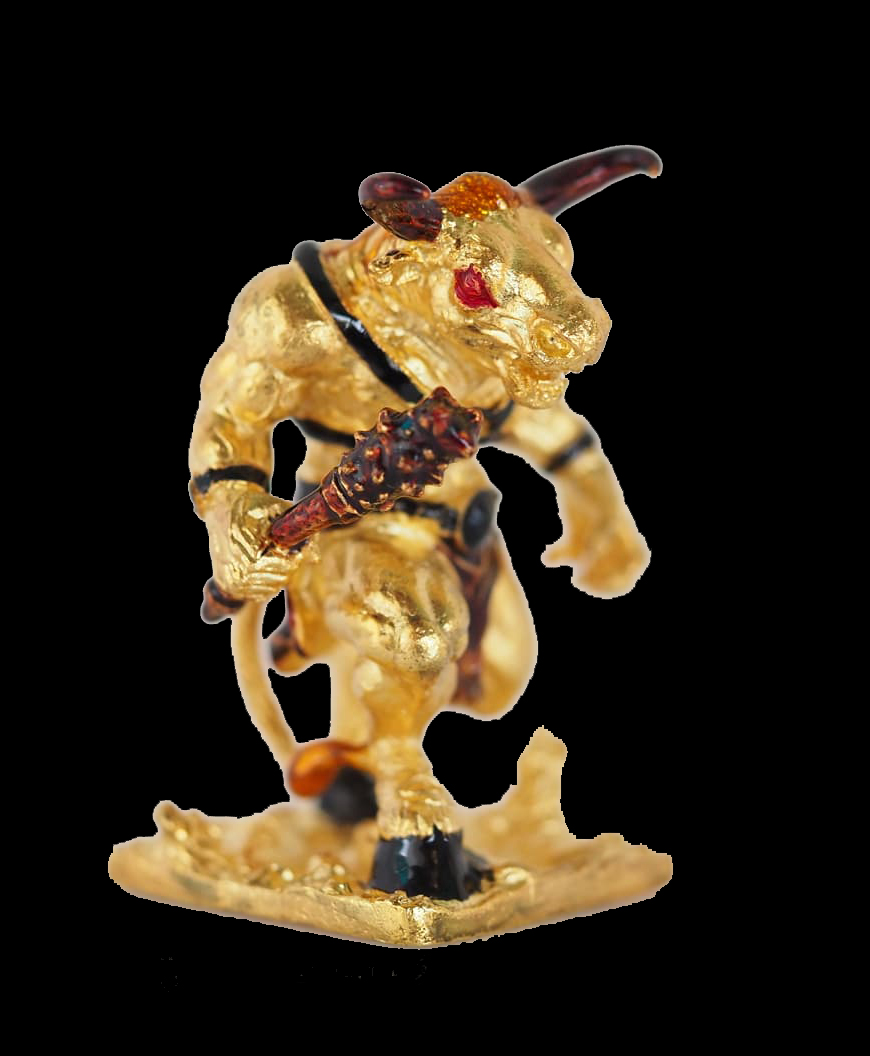 มหิงสา-พยนต์ รุ่นพิทักษ์รักษา เนื้อโลหะกะไหล่ทองลงยา ฝังพลอย หลวงพ่อเงิน วัดบ้านอ้อ อ.โนนไทย จ.นครราชสีมา