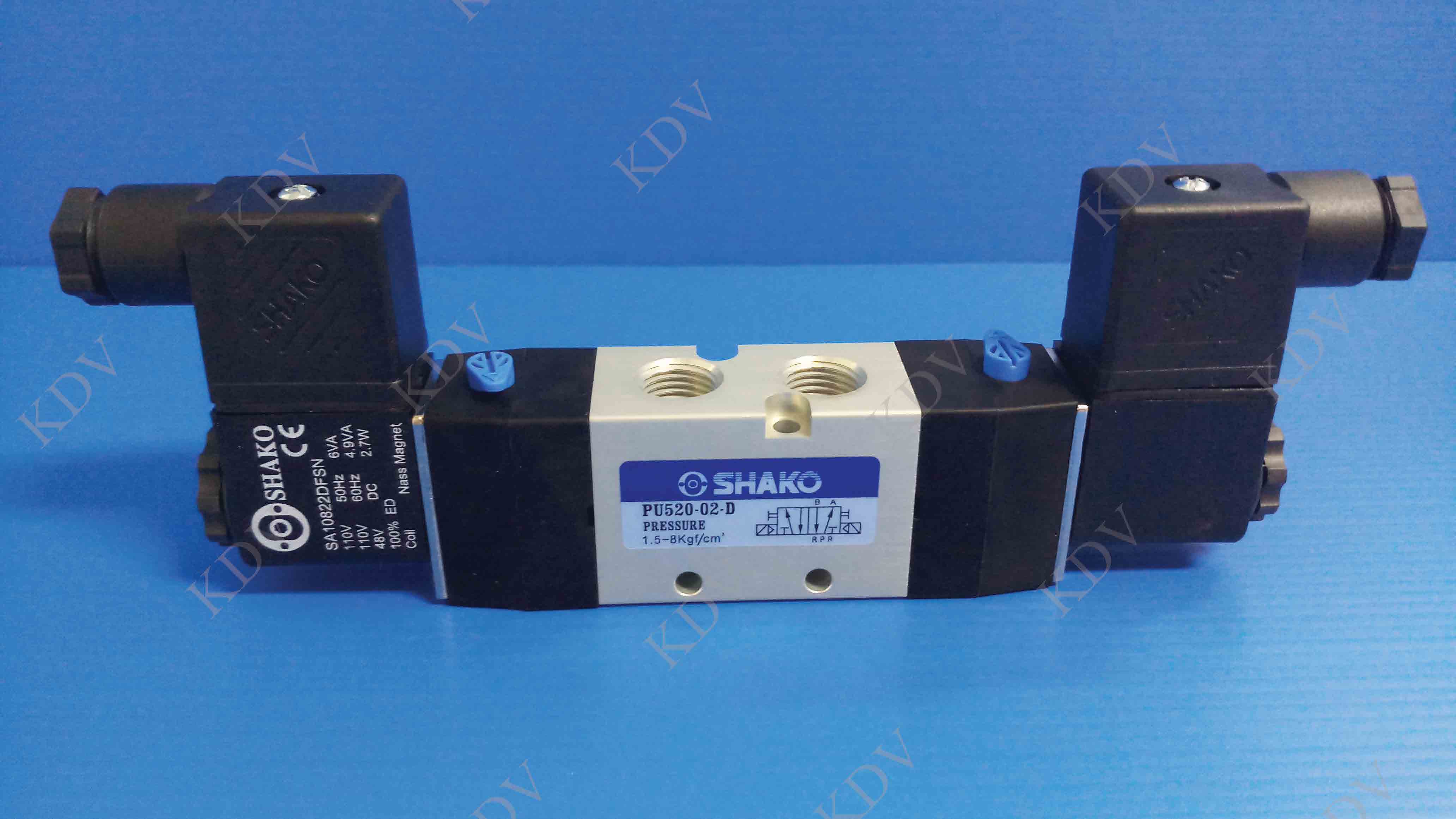 โซลินอยด์วาล์ว 5/2 ขนาดกลาง 24VDC คอยล์ 2 ข้าง SOLENOID VALVE PU520 Medium size, large flow rate 5/2 Double Coli