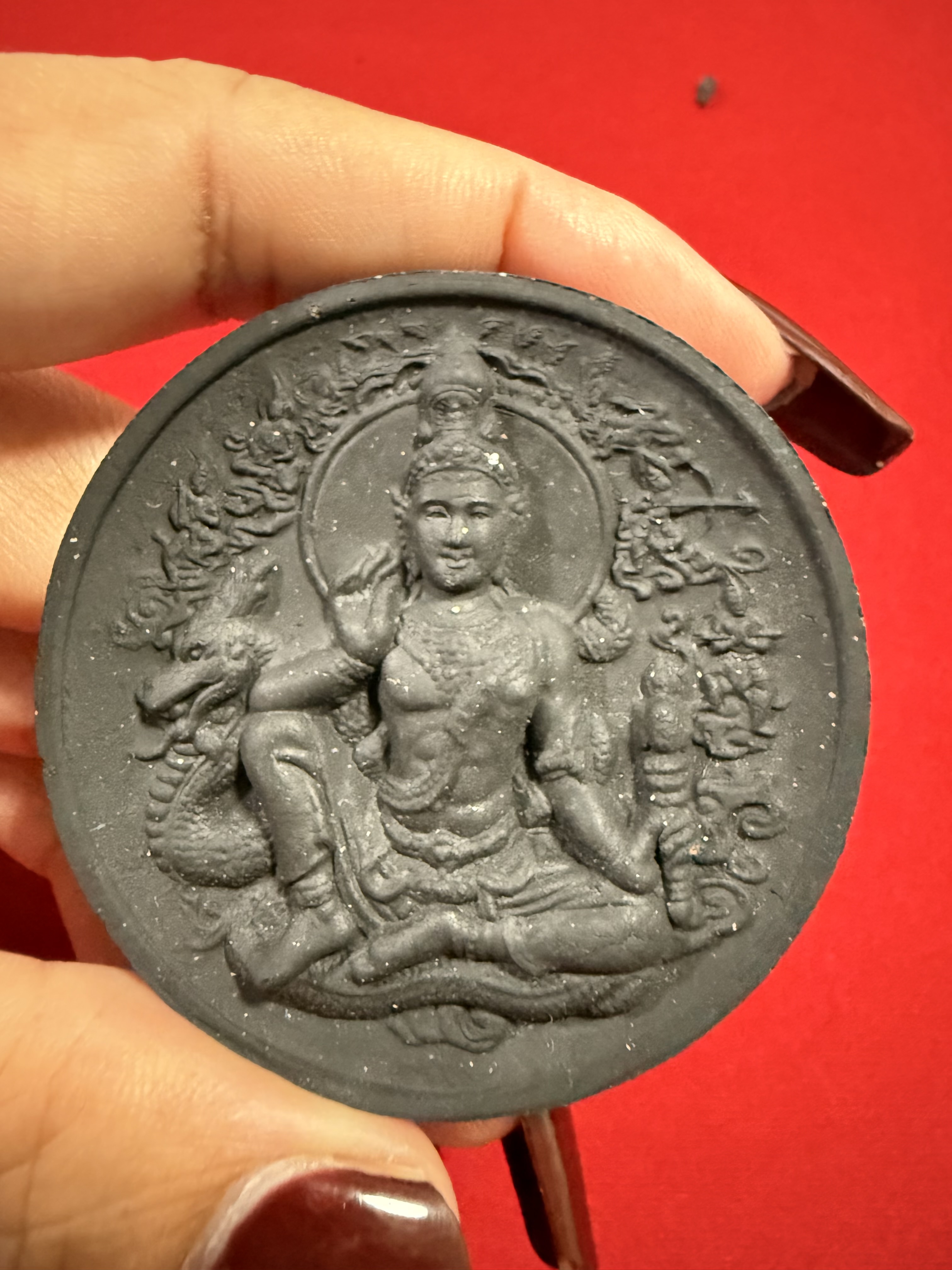 จตุคามรามเทพ รุ่นพุทธภูมิ เนื้อกากยายักษ์หลังตะกรุดทองคำใหญ่1คู่