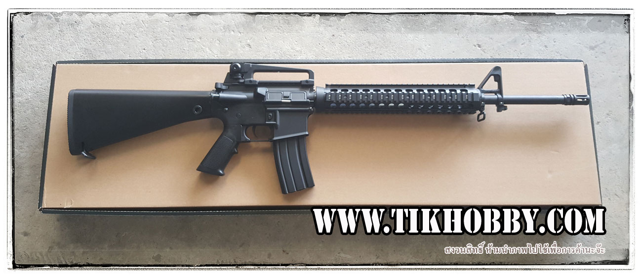 ปืนอัดลมไฟฟ้ารุ่น M16A4 บอดี้ABS เฟืองเหล็ก +แบต+ชาจน์ Golden Eagle หรือจินกง 6620