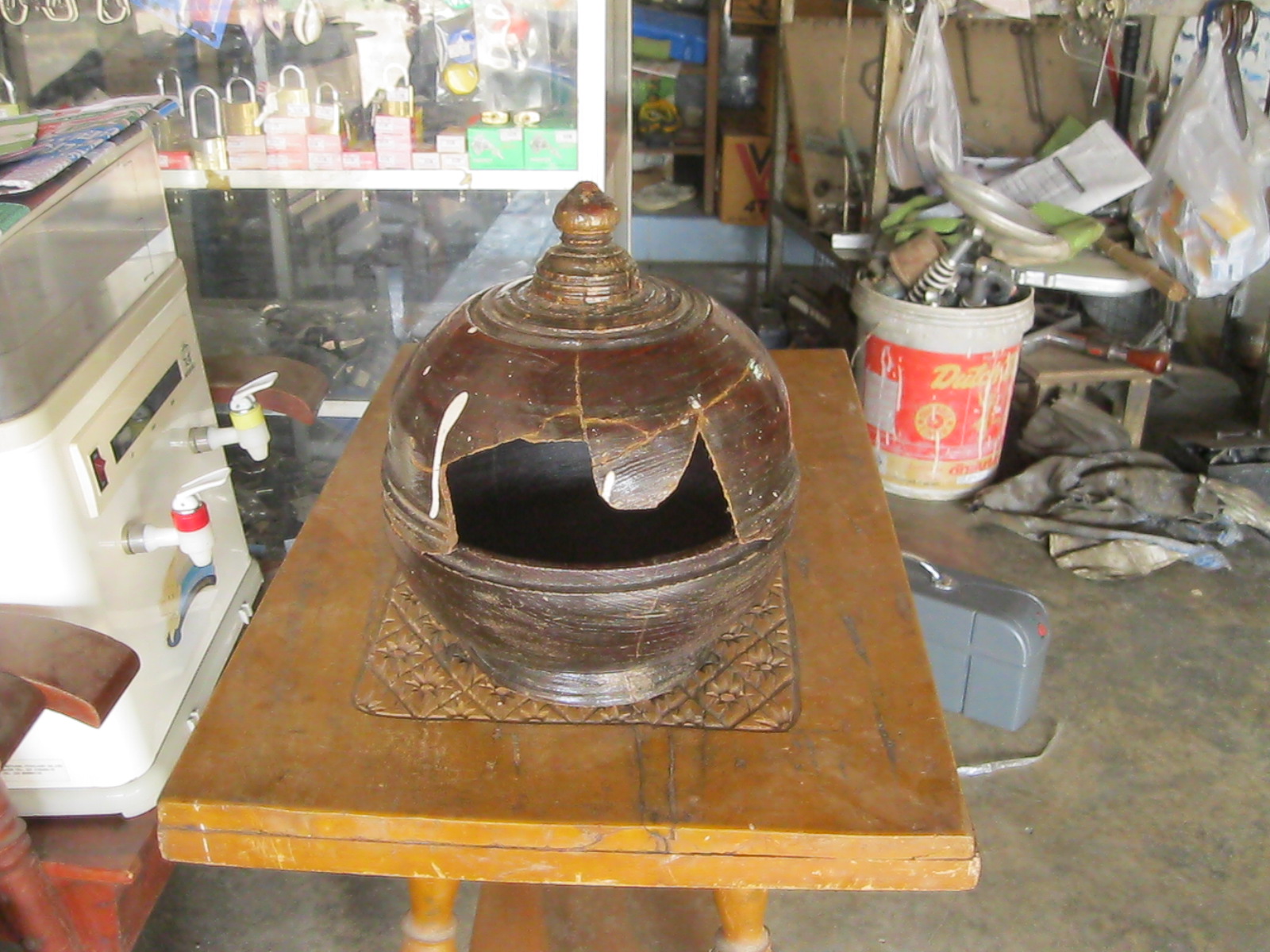 หม้อไม้โบราณ ใส่ของเครื่องใช้ (4530)